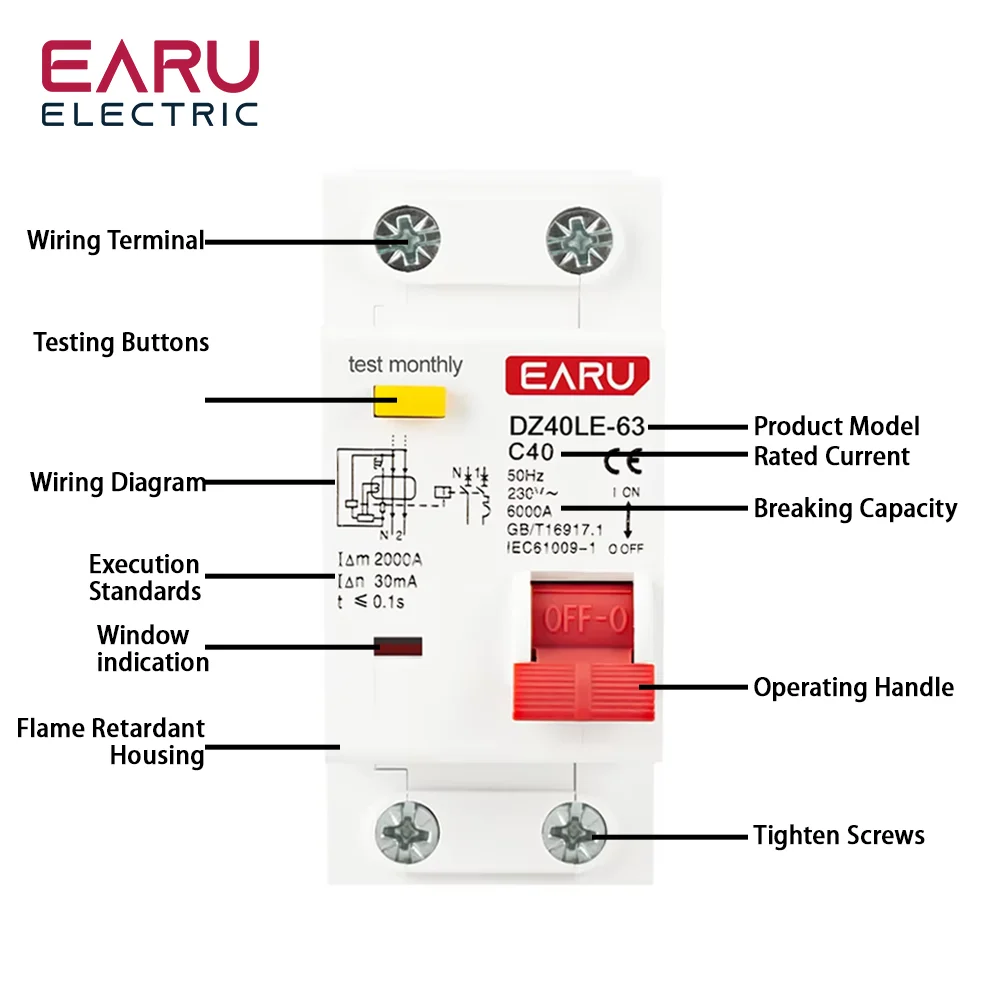 Circuit Breaker EPNL DPNL 230V 1P+N Residual Current Circuit Breaker