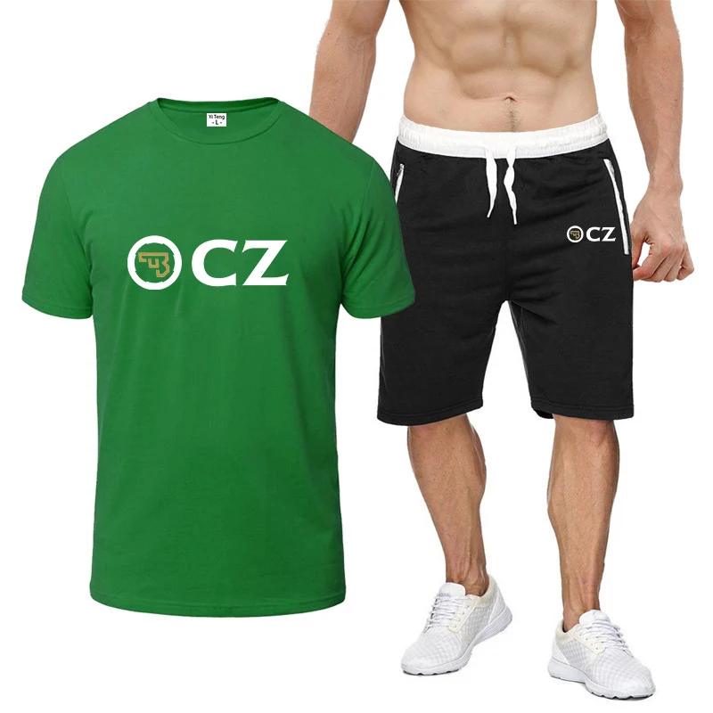 CZ Ceska Zbrojovka NEW Czech Firearms Latest Men printing T-shirt shorts summer short-sleeved suit sportswear sport pant running