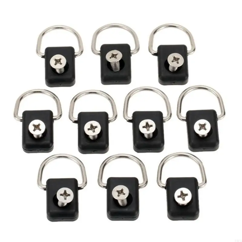 10Pcs 블랙 카약 D 링 카누 D 버클 타이 다운 루프 나사, 안전 카약 D 링 좌석 앵커 로프 고정 용