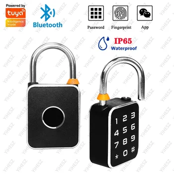 Tuya Smart Password Fingerprint Padlock IP65 Waterproof Electric Biometric Lock Ecurity Keyless Mini Smart Lock Anti-theft Lock 1