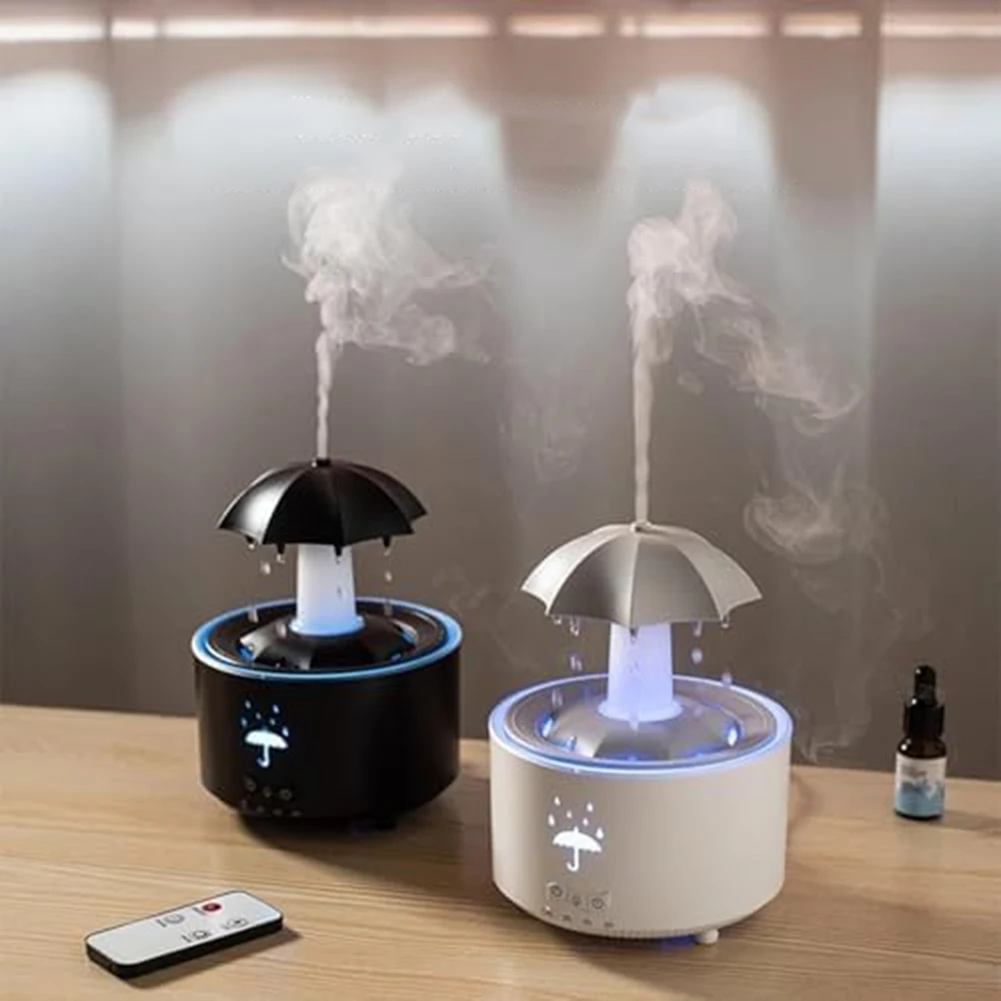 Cloud Rain Humidifier Raindrop Aromatherapy Essential Oil Diffuser Night Light Fountain Water Drop Sound 7 Colors LED Diffuser 5