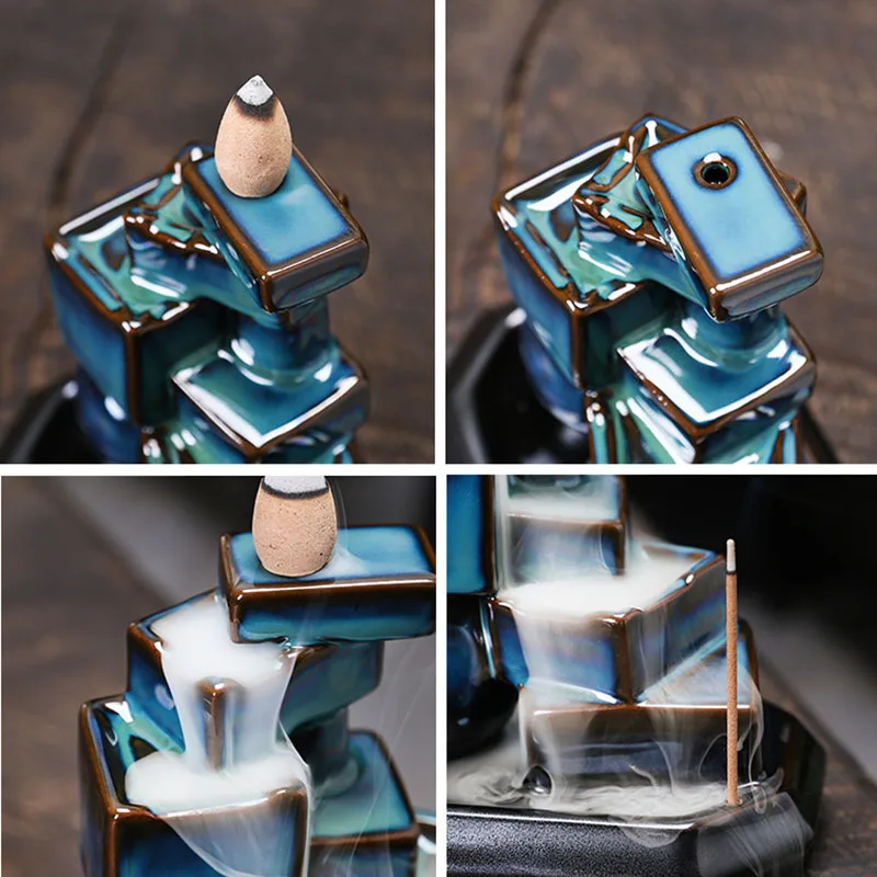 Creative Incense Burner Holder Ceramic Wine Jar Backflow Censer Smoke Waterfall Aroma Burner Decoration Home Decor Modern