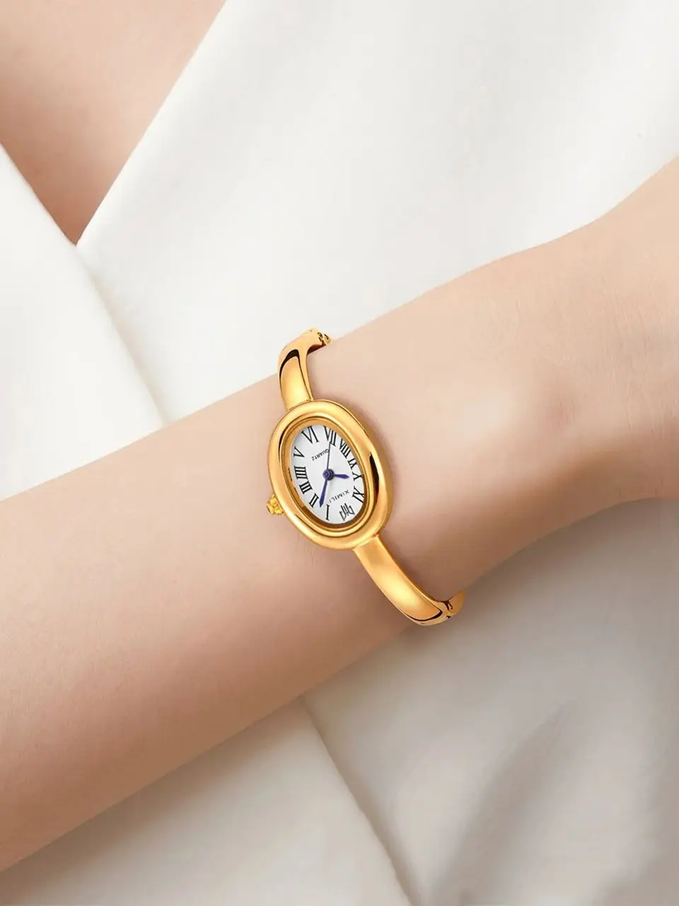 New Elegant Bracelet Women Watch Top Brand Steel Strap Dress Quartz Watches Small Oval Dial Roman Scale Female Clock - 6