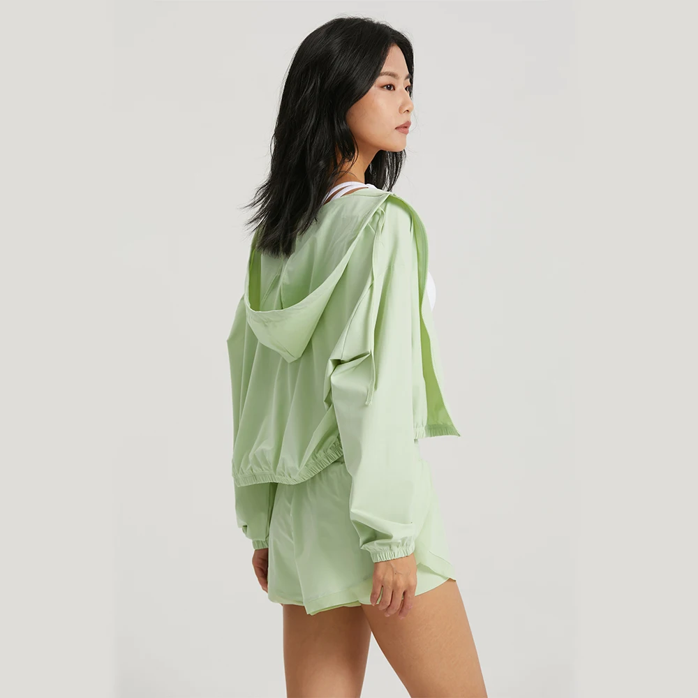 Sports Jacket Women Sports Jacket Sunscreen Coat Women Sport Jacket Long Sleeve Shirt Workout Coat Hooded Gym Training Windbreaker Outdoor Sunscreen Clothing Yoga Sportswear