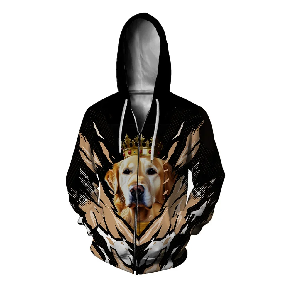 thumbnail image 1 of Sudadera con capucha para hombre de otoño, ropa para hombre, ropa para hombre con diseño de perro feroz Y2k, sudadera con capucha con estampado 3D de zorro ártico para hombre, sudadera con cremallera, 1 of 5