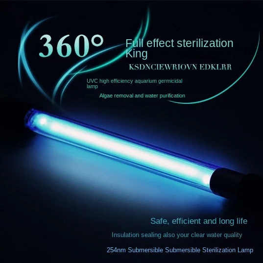 New Submersible UVC UV Lamp for Aquarium and Pool Water Sterilization and Algae Removal