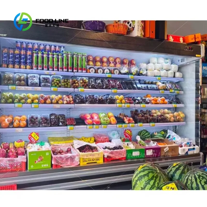 Customized Supermarket Multideck Open Merchandisers Chiller with Air Curtain Ideal for Fresh Produce and Drinks Stores 6