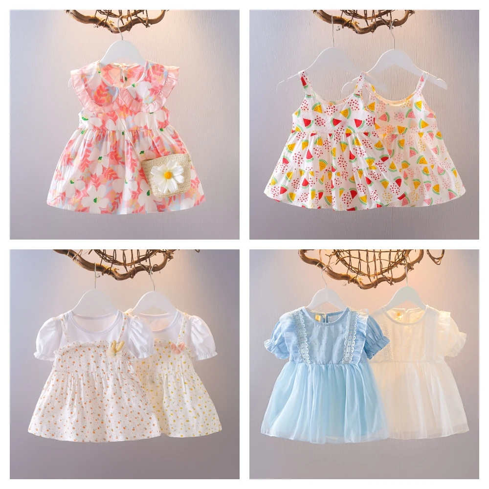 2026 Summer Baby Girl Clothing Newborn Infant Girls Dress Patchwork Mesh Princess Dress Toddler Kids Birthday Party Clothes