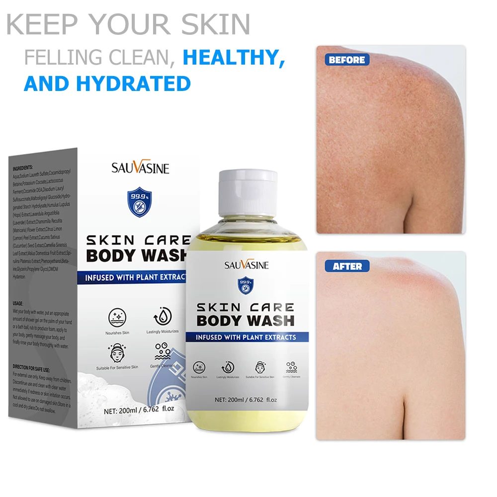 Body Wash Kills 99.9% of Germs Antibacterial Soap Infused with Botanical Extracts Shower Gel Body Wash for Women Men Liquid Bath