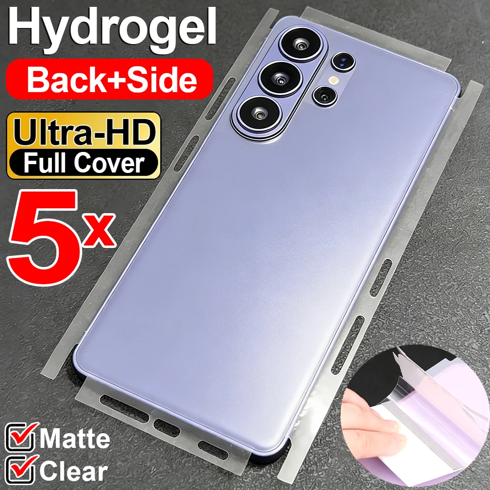 Full Coverage Hydrogel Back Screen Protector with Side Frame Stickers