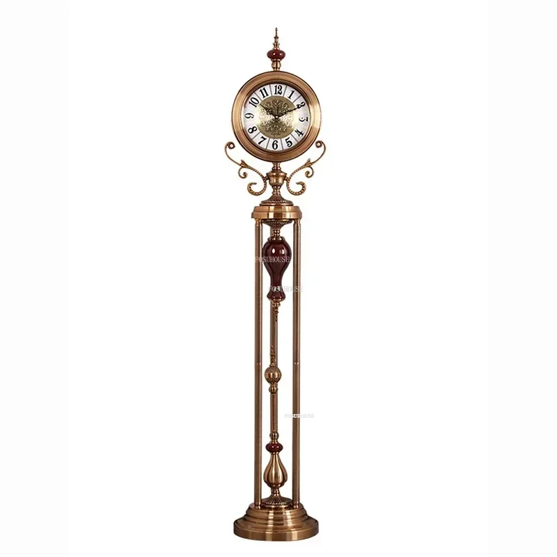 Modern Living Room Standing Clock Ornament Home Metal Floor Clocks European Villa Luxury Silent Movement Clock Watch Decoration