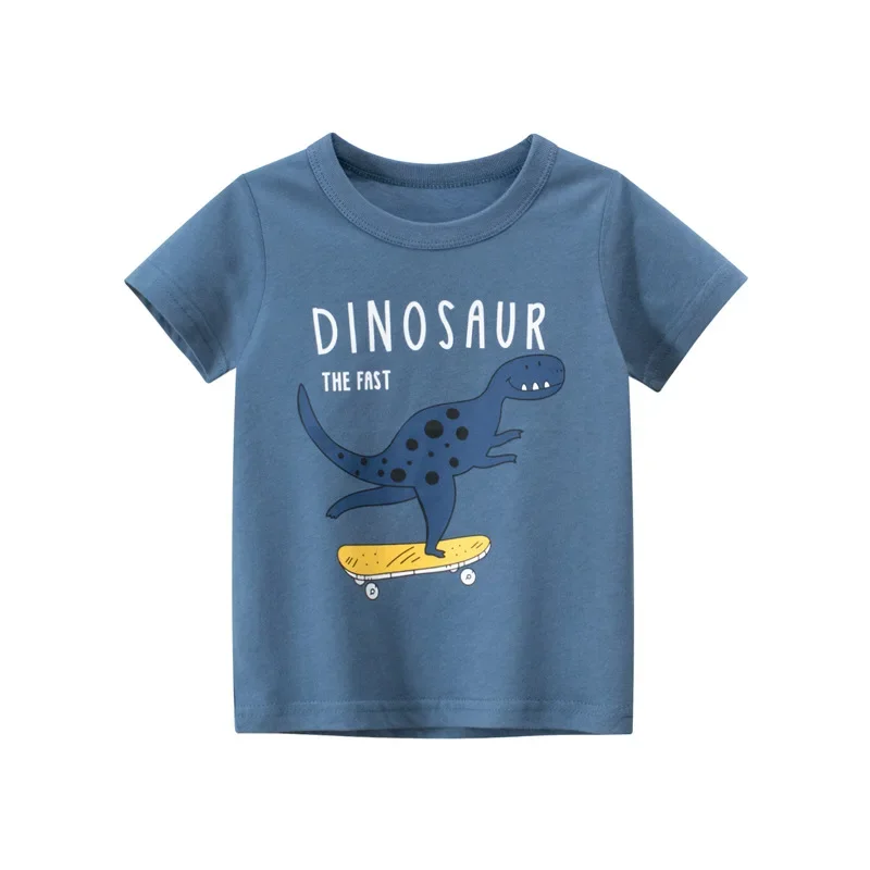 Dinosaur T-Shirts for Boys 2024 Summer New Cartoon Tops Kids Clothes Children Fashion Short Sleeve Cotton Tee Shirt