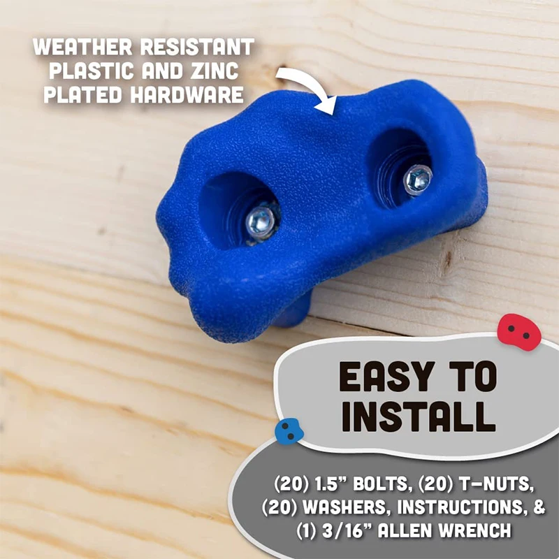 Kids Climbing Holds Children Assorted Rock climbing holds Indoor outdoor Kids playground Build Mounting hardware kit DIY Rock wall