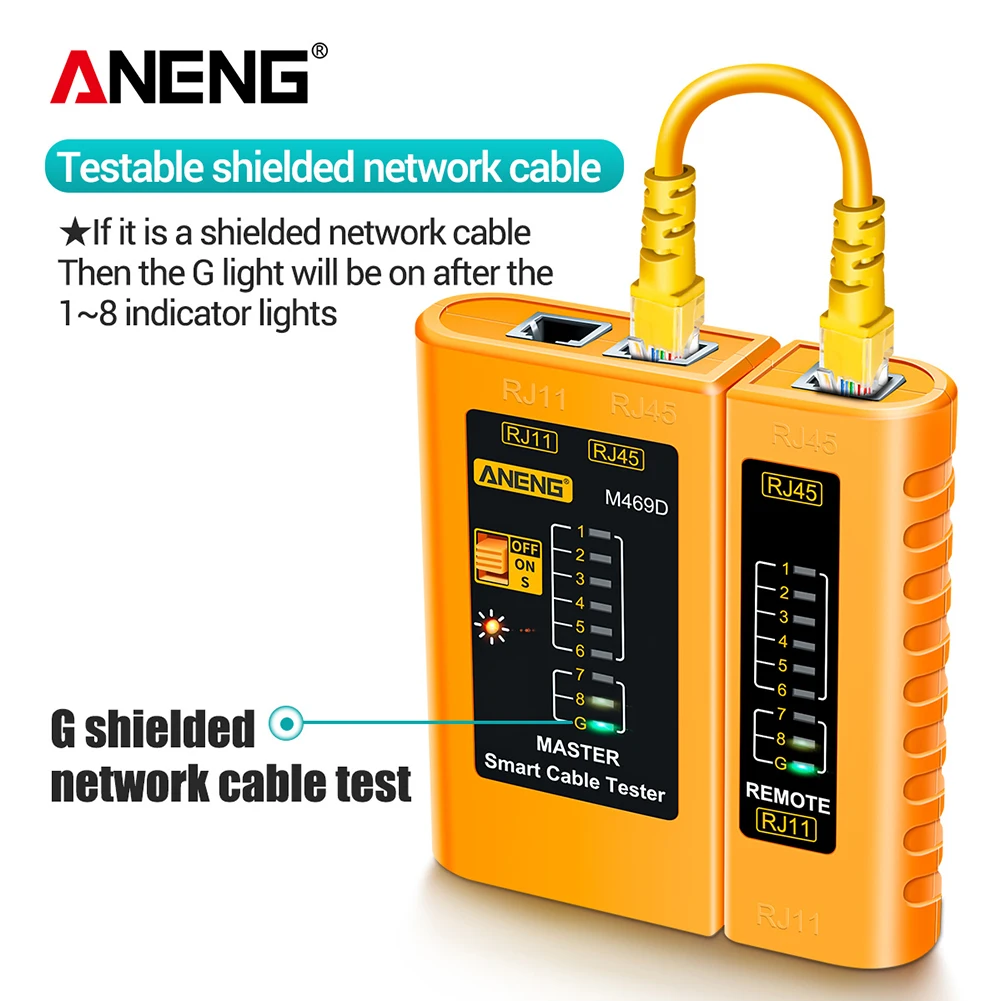 ANENG M469D Cable lan tester Network Cable Tester RJ11 RJ45 RJ12 CAT5 UTP LAN Tester Networking Tool Network Repair