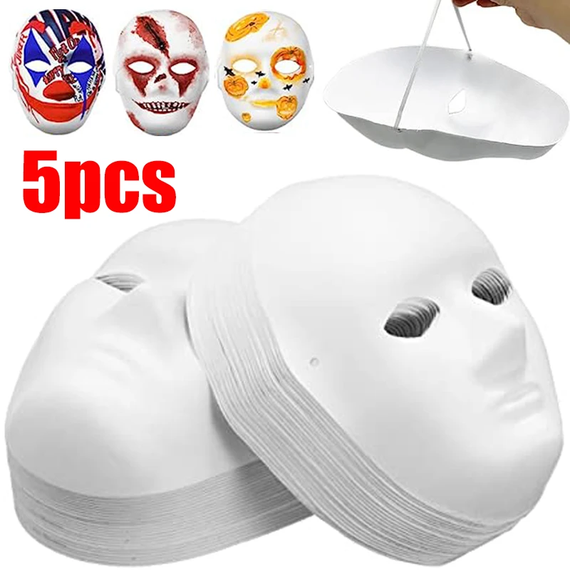 1/5 Stuks Blanco Wit Masker Halloween Cosplay Vrouwen Mannen Gezicht Diy Paintable Half Gezichtsmasker Dier Kostuum Feest Versieren Ambachtelijke Prop