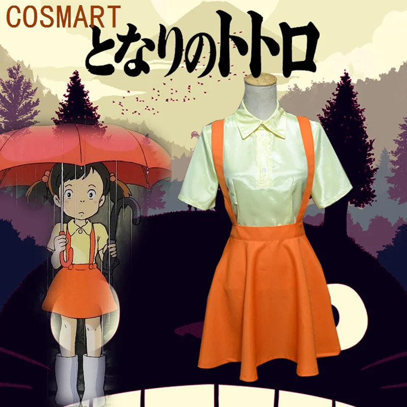 

COSMART Anime Movie My Neighbor Totoro Cosplay Costume Sister Satsuki Kusakabe Dress Halloween Full set Custom Made