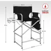 26" Tall Folding Directors Chair with Side Table,Portable Makeup Artist Bar Height, Steel Frame 300 lbs Capacity 3
