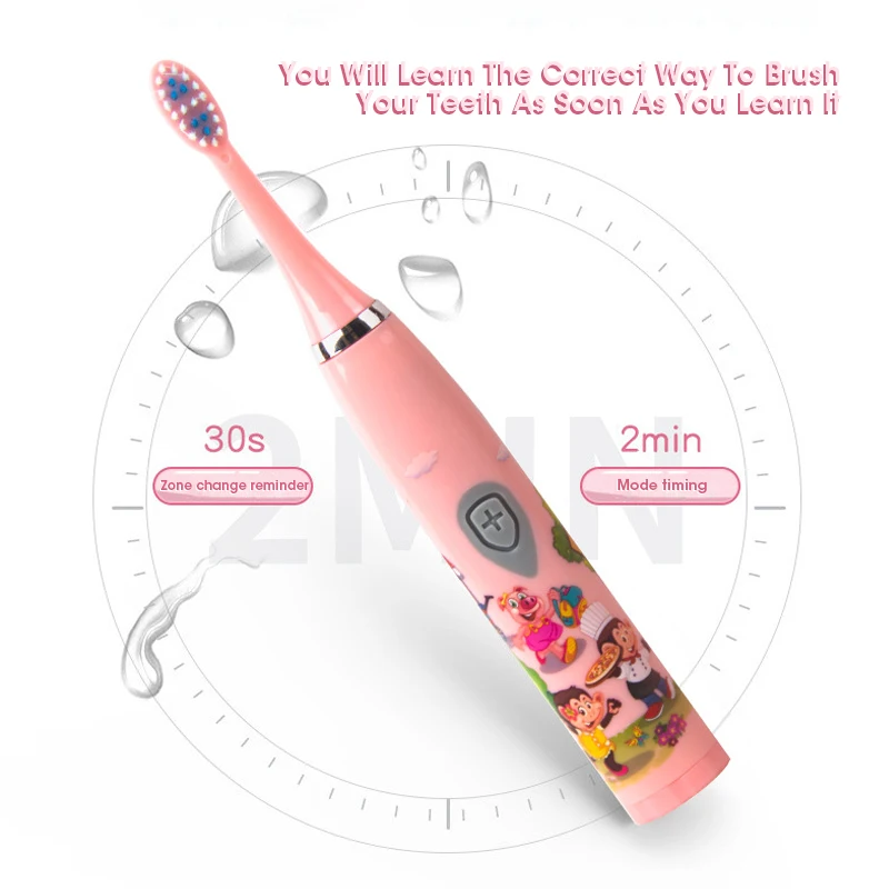Children Electric Toothbrush Ultrasonic Cleaning Safe Soft Bristles Rechargeable Home Use Kids Oral Hygiene