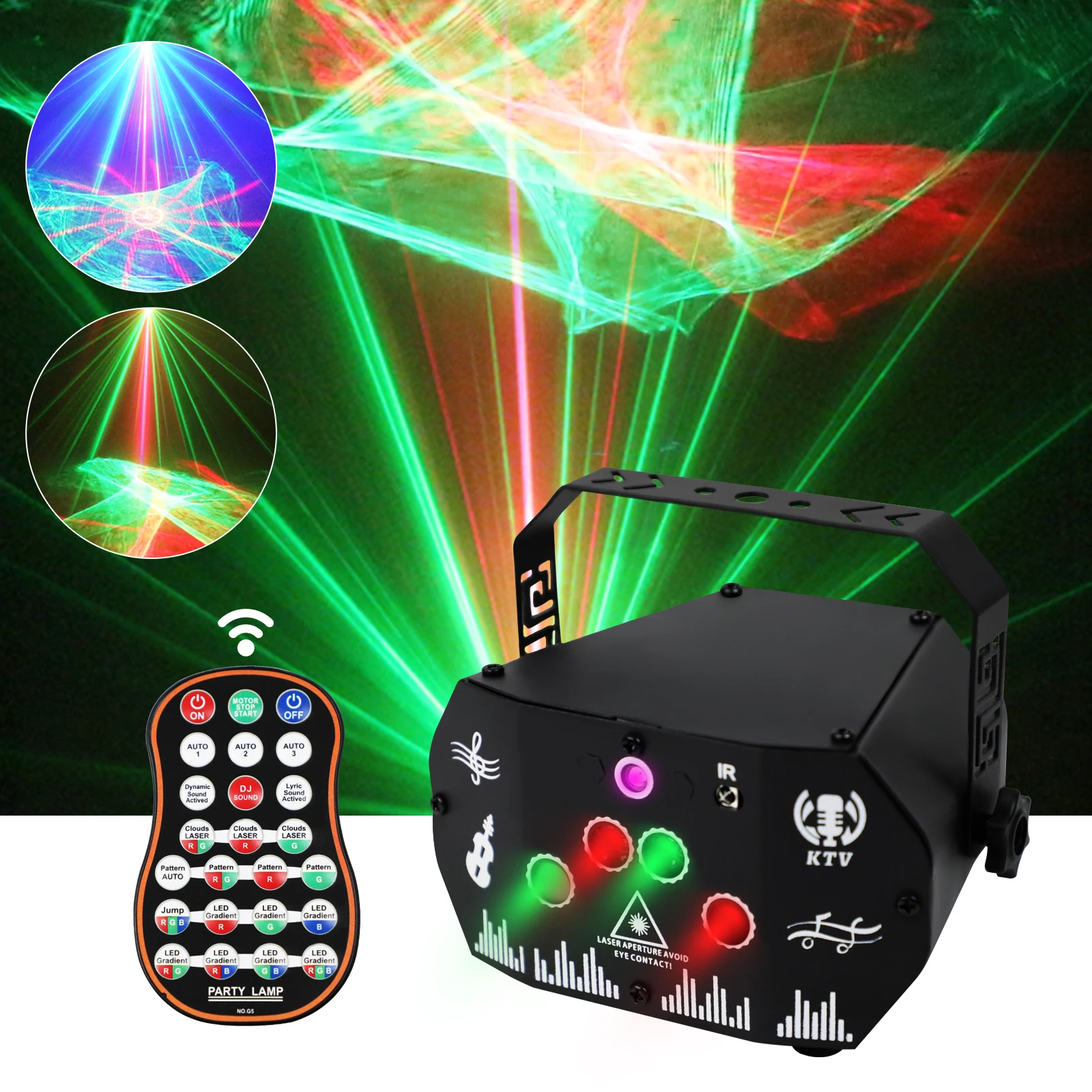 YSH Mini USB Laser Party Light Led Lighting Rhythm Recognition RGB Voice Controlled Strobe Decoration Family Wedding Birthday