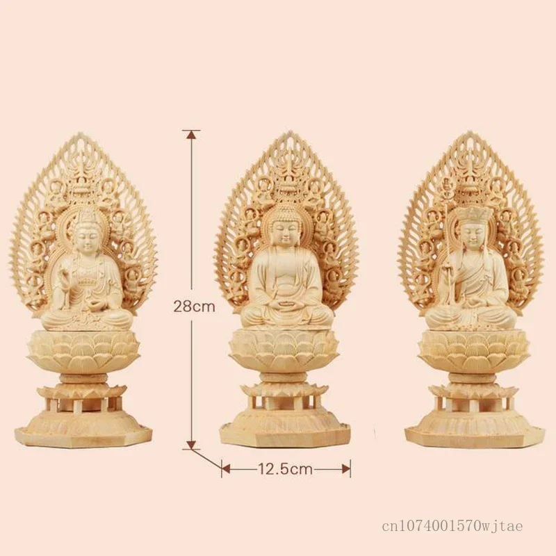 

Three Lotus Sculpture, Statue, Crafts, Buddha Poplar Carving Wood Sitting Chairs, 1pc Hand Yellow Saints' Decoration,