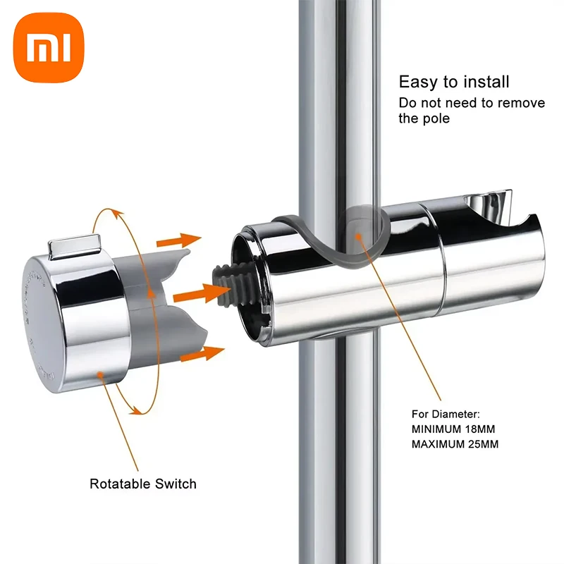 Xiaomi Shower Head Holder Adjustable 18~25mm ABS Chrome Shower Rail Holder Bathroom Accessories Shower Mounting Brackets 3