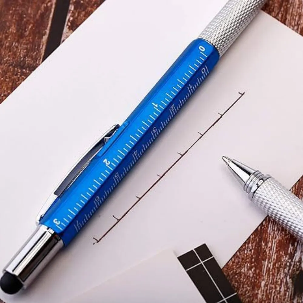Multifunction Ballpoint Pen 7 In 1 With Screwdriver Ruler Levelgauge Touch Screen Stylus Office School Student Stationery