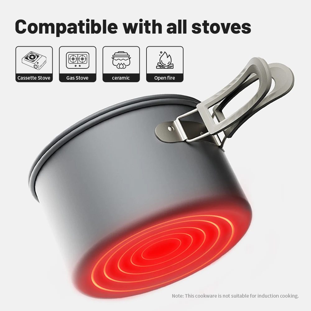 Naturehike Camping Cookware Kit Outdoor Frying Pan Portable Kettle Foldable Picnic Tableware Kitchen Utensils Cooking Utensils - Image 3
