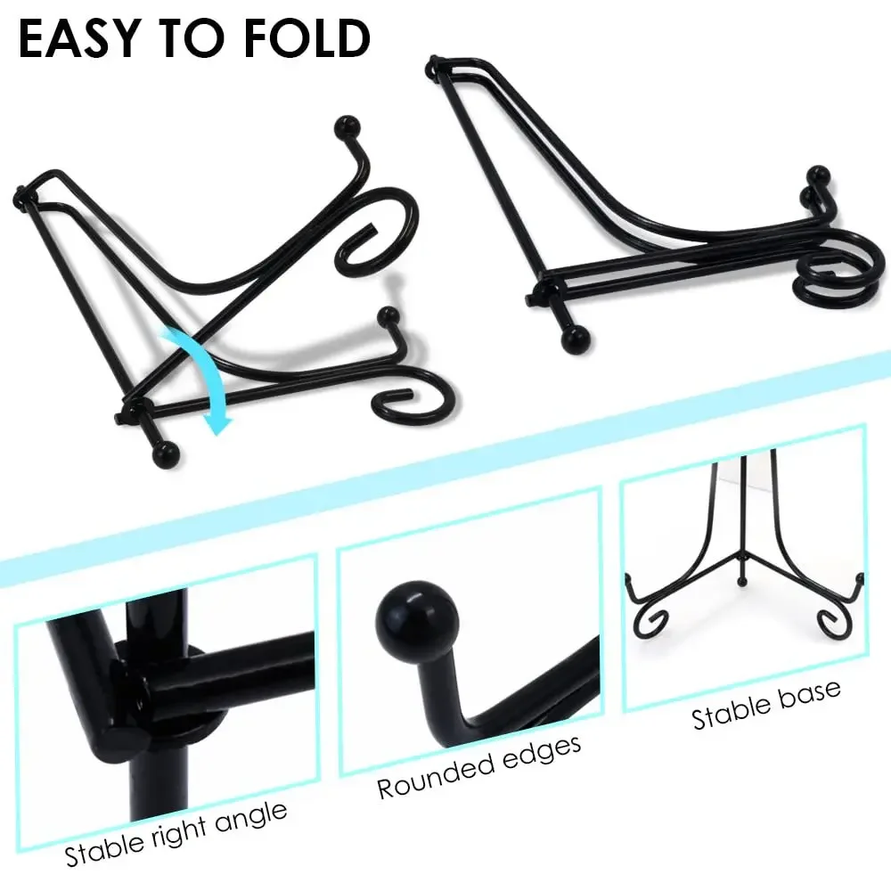 Iron Display Stand for Picture Frame Decorative Plate Book Photo Anti-Slip Dish Rack Shelf Home Decor