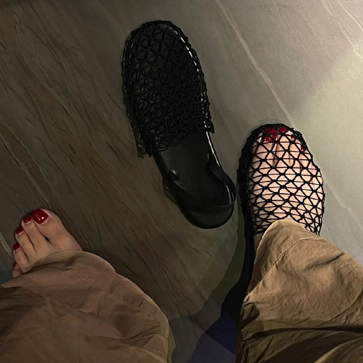 Baotou Back Strap Fishing Net Flat Sandals Roman Shoes Summer New Hollow Comfortable Beach Half Slippers