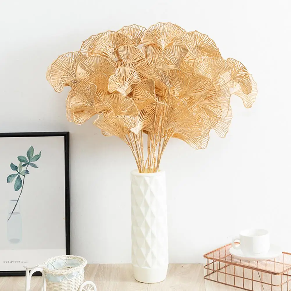 

Fake Flower Eco-friendly Realistic Atmosphere Easy Care Decorate Plastic Golden Persian Eucalyptus Simulation Flower For Wedding