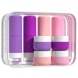 Compact Leak - Proof Silicone Travel Bottle Set - 8 - Piece Toiletry Container Kit - Silicone (F)