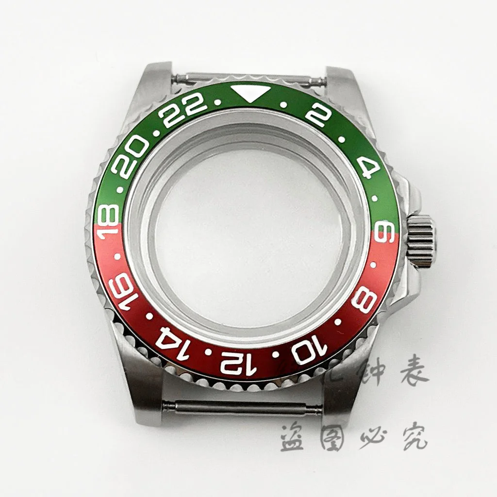 High-Quality 40MM GMT Watch Case with Aluminum Bezel, Stainless Steel Finish