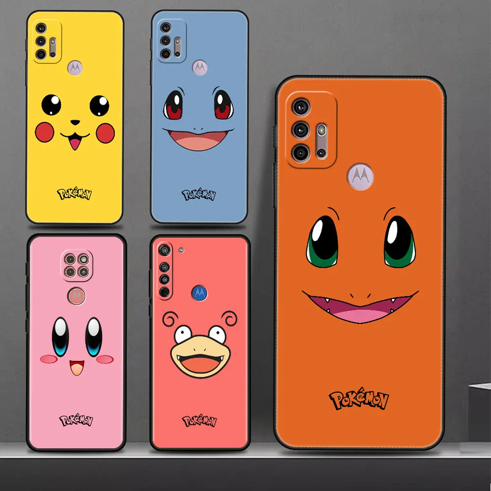 Pokemon Gengar Face Black Luxury Case Per Motorola Moto G22 G30 G50 4G Edge 20 Pro One Fusion G52 30 Neo G9 Plus Cover