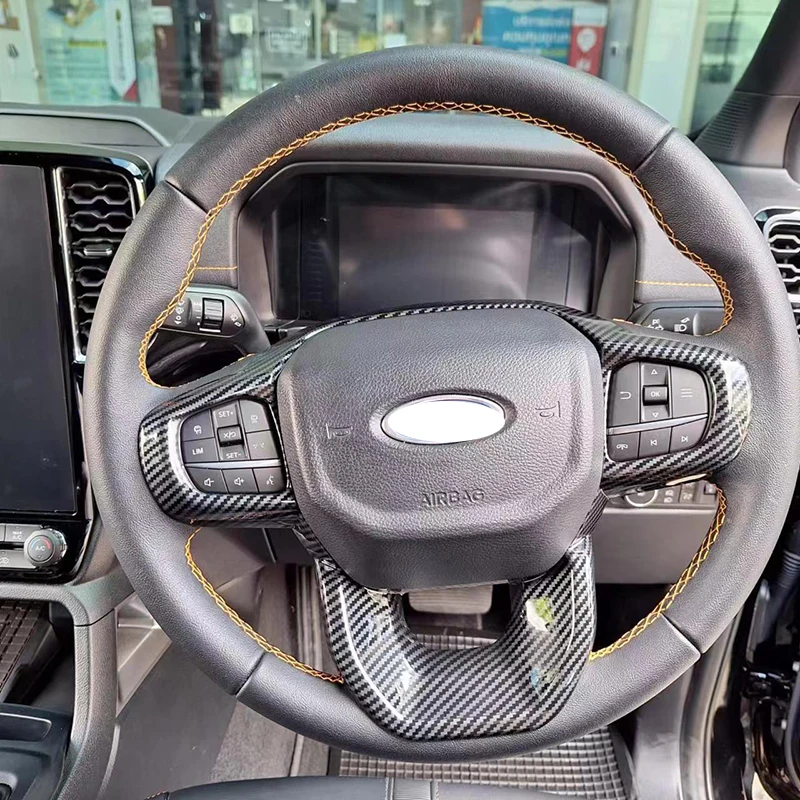 Car Steering Wheel Panel Cover Sticker for Ford Ranger Everest Endeavour  2015-2021 Steering Wheel Trim Frame Accessories - AliExpress