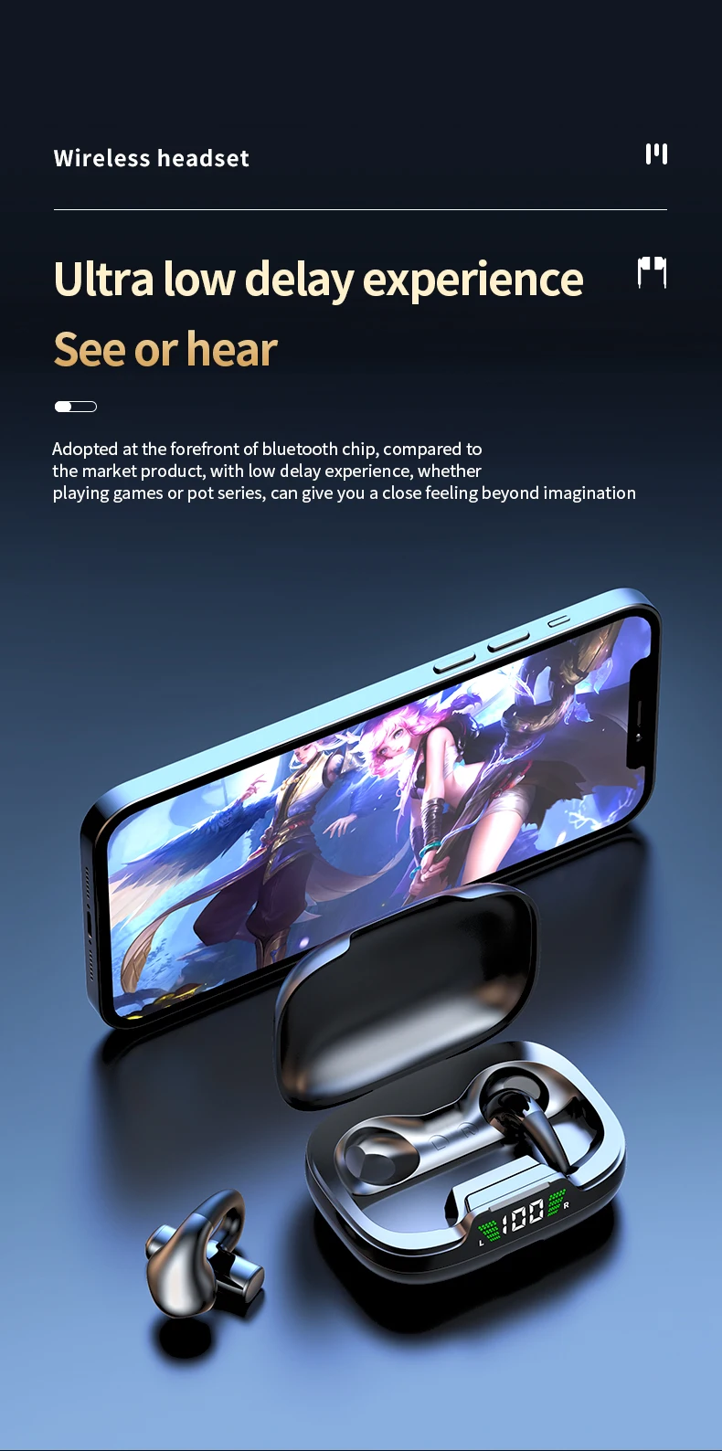 TWS Clip-On Wireless Bluetooth Earbuds with Innovative Painless Wear Technology for Sports S47ba2b417ebc425884d85c238954ef54U