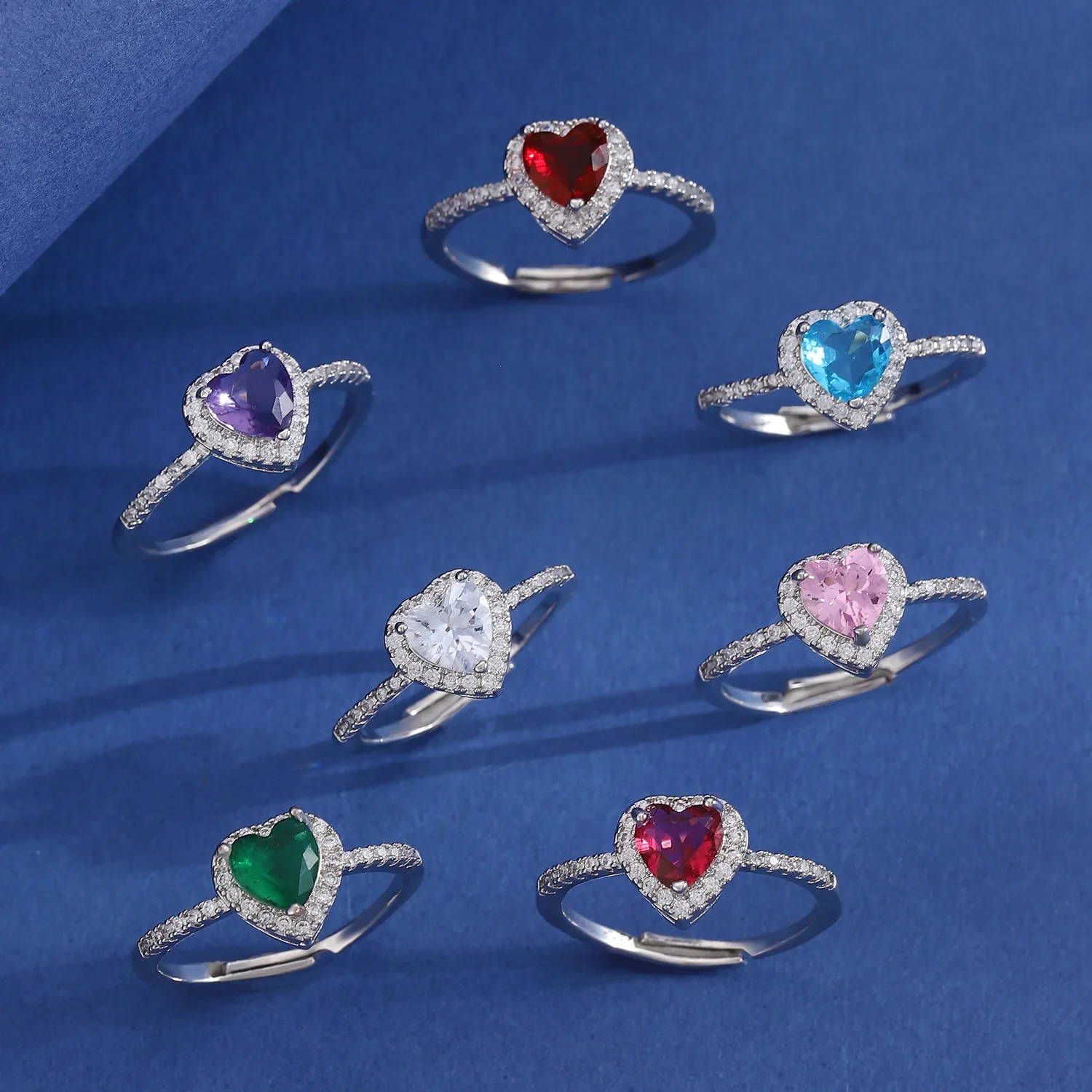 Stunning Zircon Heart Rings Copper Metal Female Red Pink White Love Ring for Women Luxury Adjustable Wedding Birthday Jewelry wedding rings finger rings womens ring jewelry rings ring jewelry cubic zircon ring