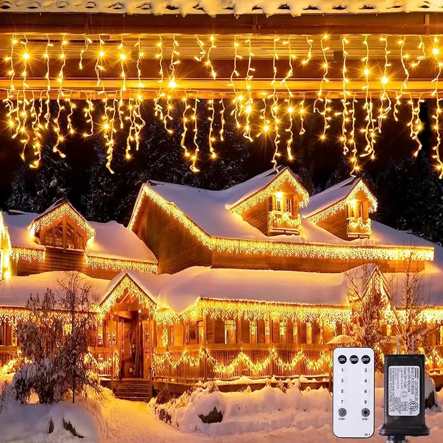 

Icicle Lights for Outside, 38.8FT 400 LED Icicle Christmas Lights Outdoor, Warm White Christmas Icicle String Lights In