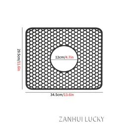 Silicone Kitchen Sink Protector Mat - Durable Farmhouse Sink Accessory - Silicone (A 34cm black - center)