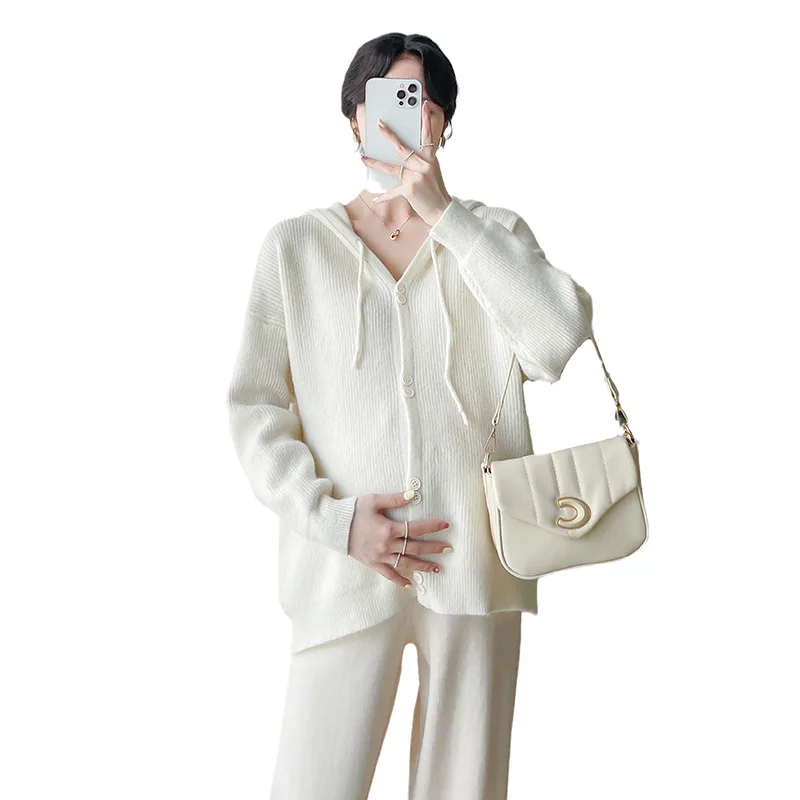Pregnant woman coat long sleeve sweet hair button small fragrance coat