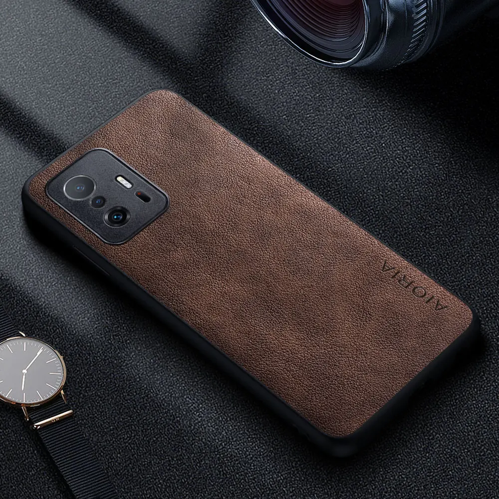 Premium Luxury Leather Retro Business Style Solid Color Phone Case
