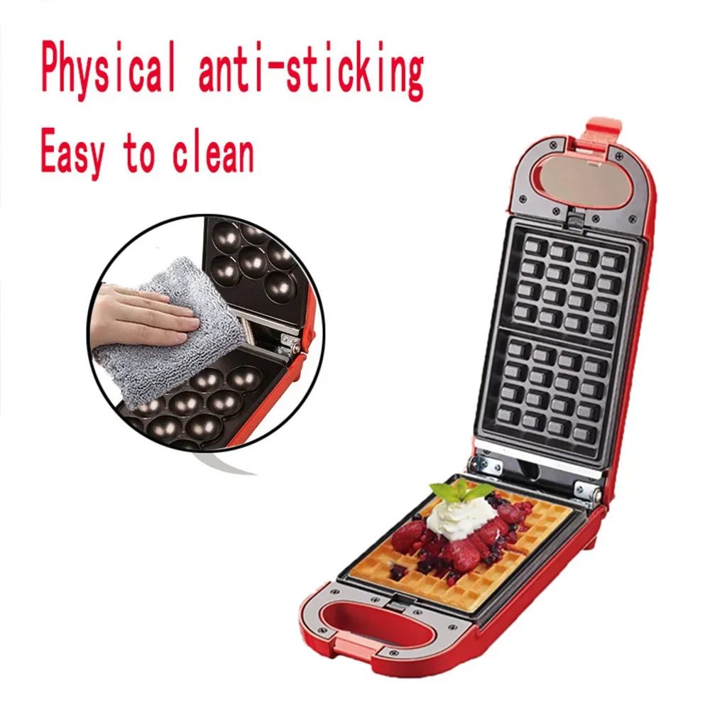 Sandwich Maker 1PC 6-in-1 Breakfast Machine Waffle Maker Donuts Sandwiches Fritters Tarts Egg Cakes Multifunctional Home Use 4