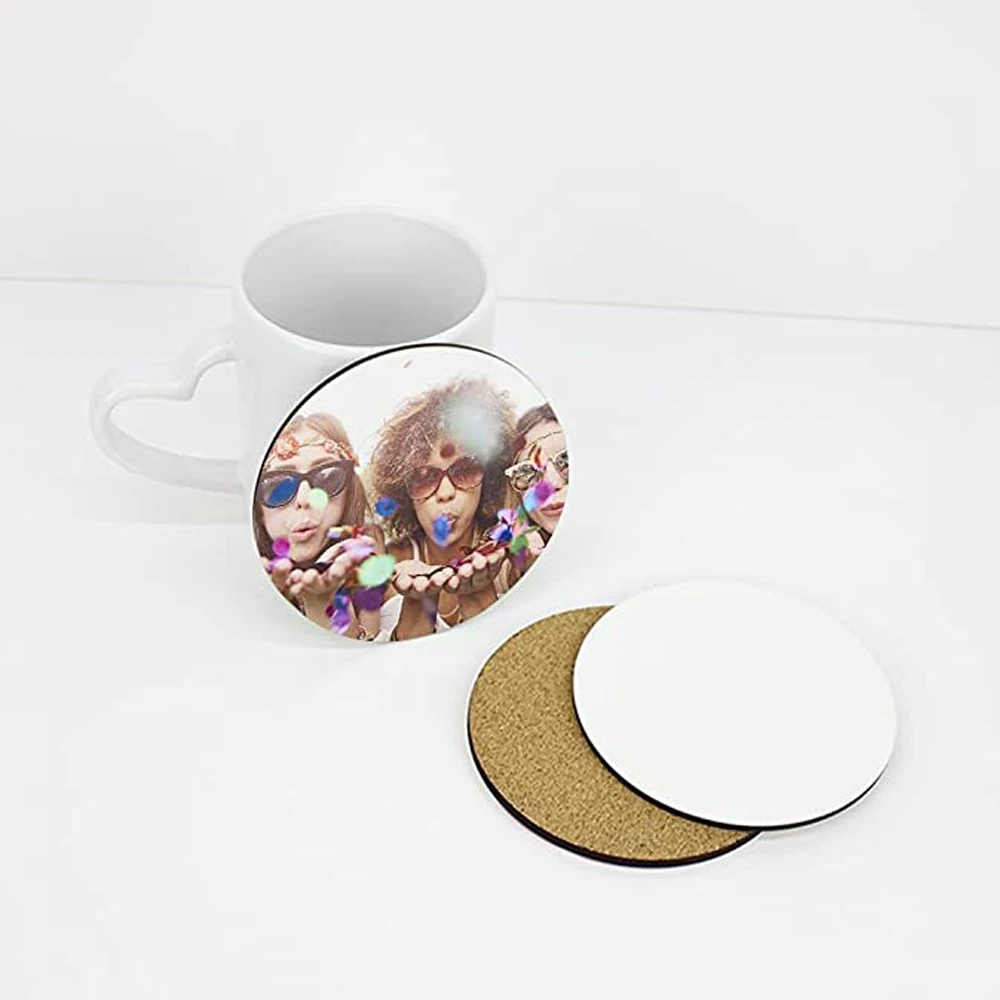 Sublimation Coaster Blanks Products Sublimation Cup Coasters MDF Cork Cup Mat For Heat Transfer Printing Crafts Projects 3