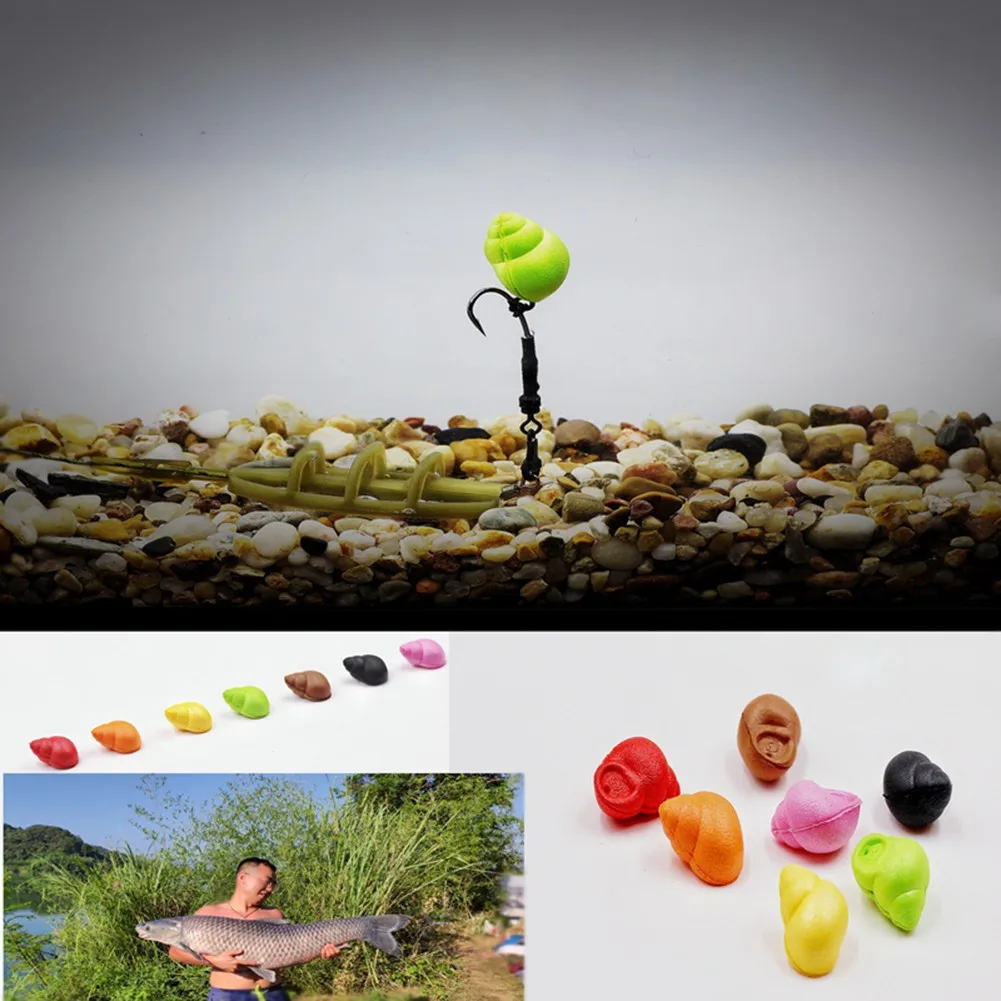 15pcs/Bottle Field Snails Shape Bait Boilies Floating Baits POP Up Bait Carp Fake River Snails Carp Fishing Lure Hair Rig Tool