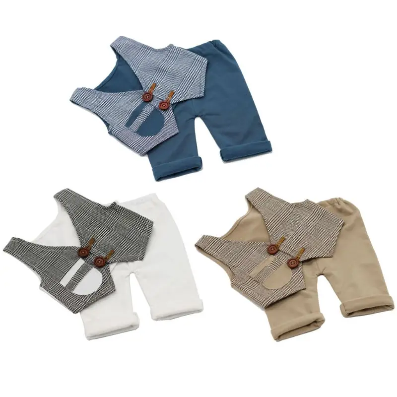 

RIRI Baby Boy Photography Clothing Newborn Photo Props Little Gentleman Plaid Vest Shorts Suit 3 Colors