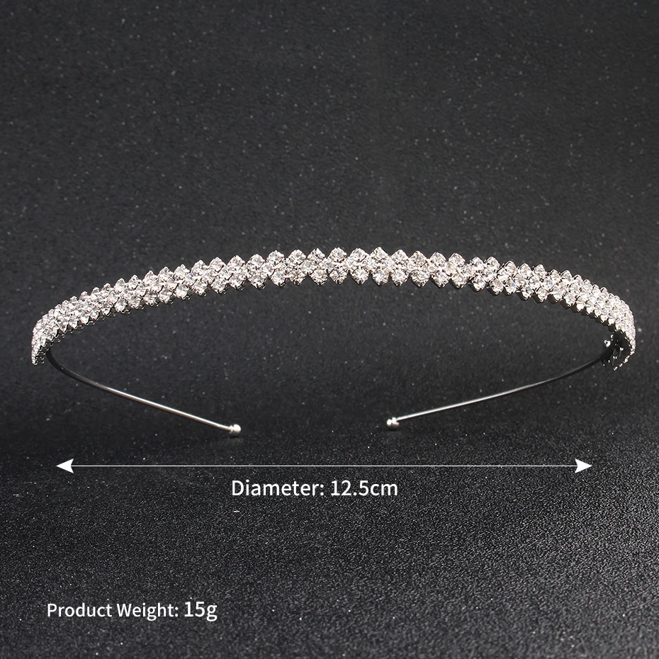 Fashion Rhinestone Bridal Tiara Headpiece Silver Color Crystal Wedding Hair Accessories Women Birthday Party Rhinestone Crowns Bridal Hair Accessories