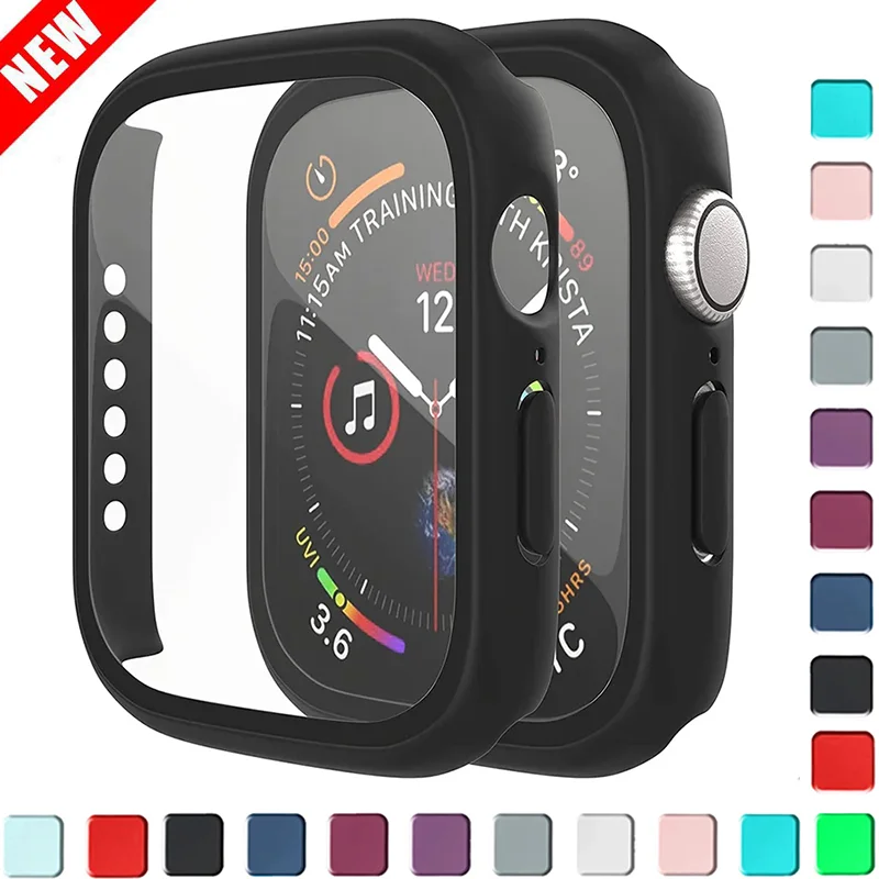Vetro Temperato + Cover Per Accessori Apple Watch 45Mm 41Mm 44Mm 40Mm 42Mm Proteggi Schermo Apple Watch Case Serie 9 4 5 6 Se 7 8
