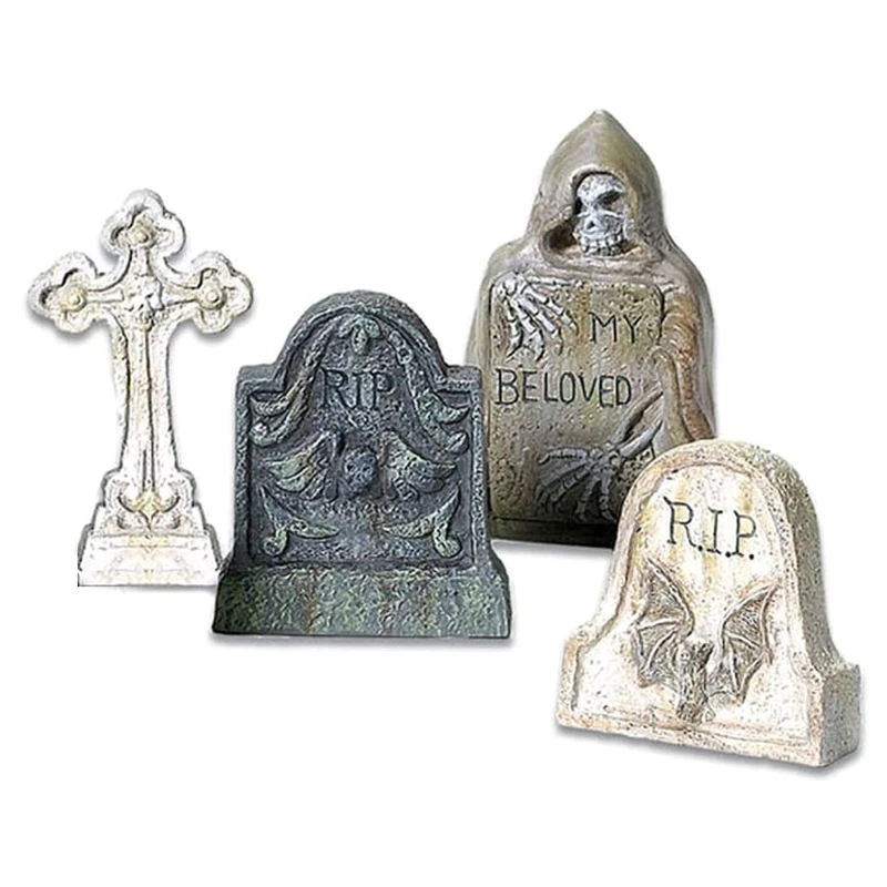 

Resin Tombstones Ornaments Set Village Collections Tombstones Figurine Set Multiple Sizes, Multicolor