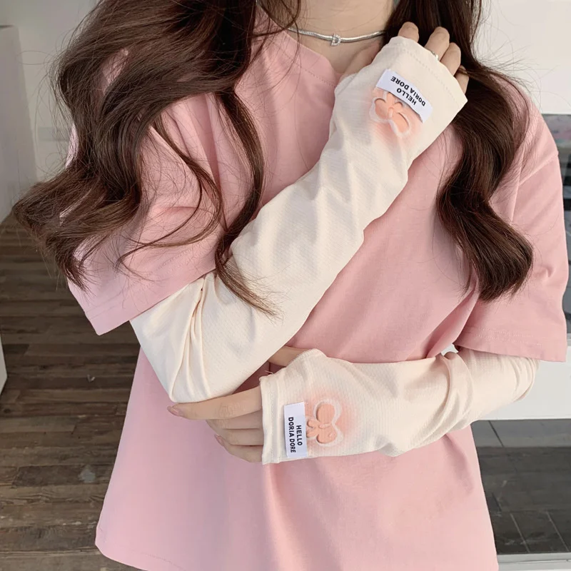 Summer Women Sun Protection Arm Sleeves Breathable Sunscreen Driving Gloves Summer Sunscreen Pure Color Sleeve For Women