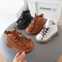 Toddler Leather Short Boot Lace Up Baby Casual Sneakers Fashion Children Ankle Boot 2