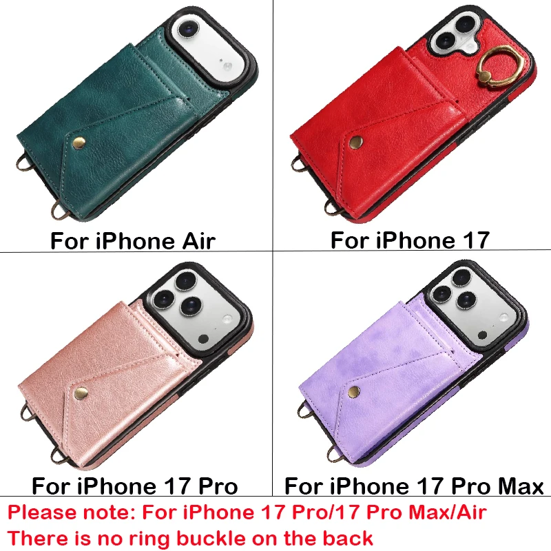 Elegant Leather Crossbody Phone Case with Wallet and Card Slots – Fashionable Long Lanyard Design